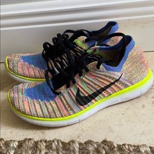 Nike Free Run Flyknit Multicolor Running Shoes